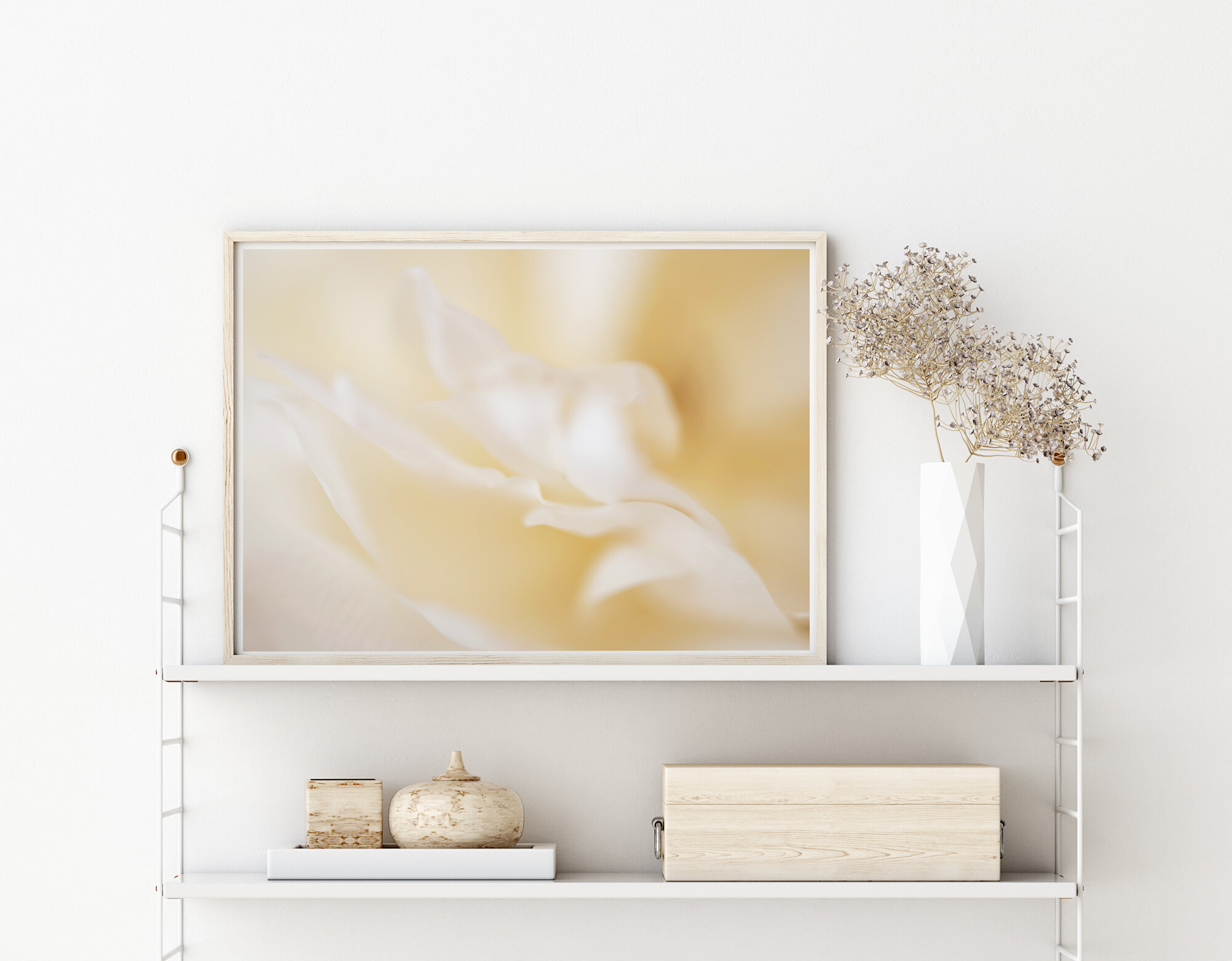 White interior with Joy framed fine art print Kiki-Sunshine.com